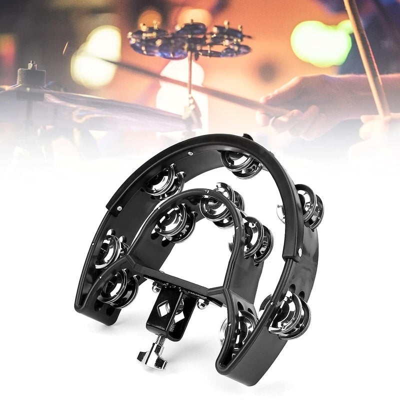 Softline Pro SP TW20-HHT-BK Double Row Tambourine Percussion Accessory Metal Tinkle Handheld Drum Cymbals Hi Hat Tambourine Bells for Stage Parties - Image 5