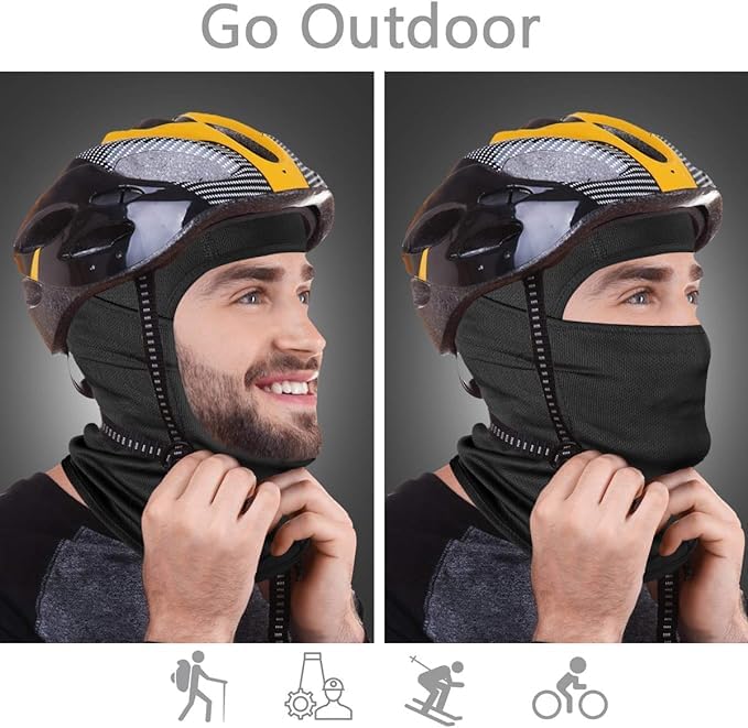 RADIANT Face Mask for Bikers in Riding UV Protected Full Face Mask Balaclava for Men Black Mask for Bike Riding & Cycling, Full Face Helmet Mask for Men (Black (Pack of 1)) - Image 3
