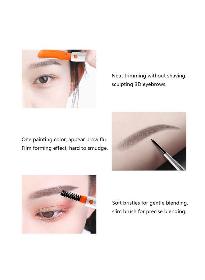 Coosei - 3-in-1 Best Waterproof Eyebrow Mapping Pencil Dark Brown Color Make up Brow Pencil with Brush and Razor Shaver for Contouring Brows - Image 1