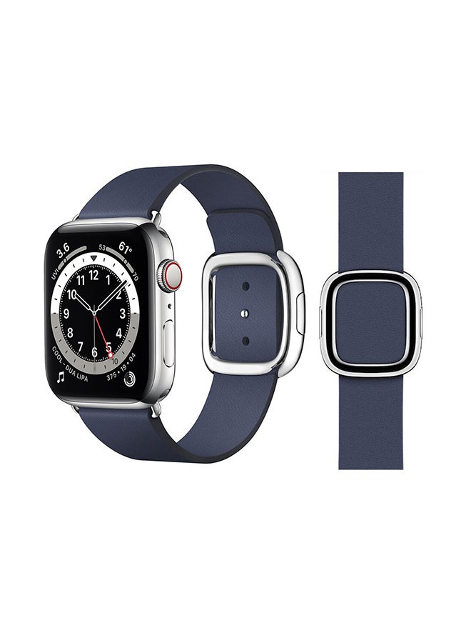 Perfii Leather Replacement Band For Apple Watch Series 6/SE/5/4/3/2/1 Dark Blue