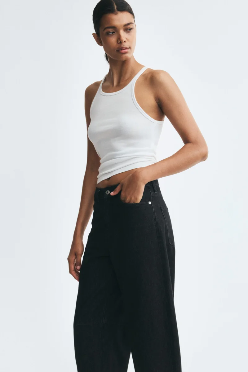 H&M  Barrel High Waist Ankle Jeans for Women | Best Price UAE