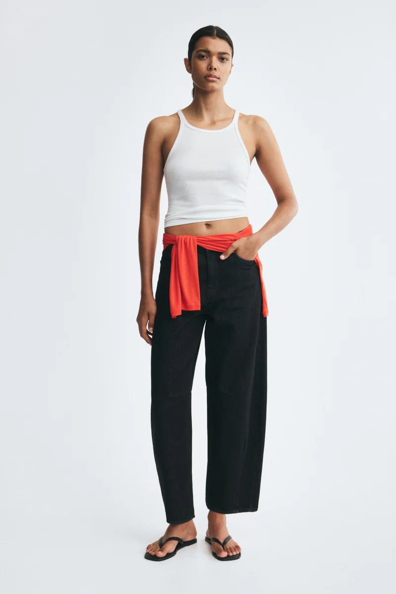 H&M  Barrel High Waist Ankle Jeans for Women | Best Price UAE