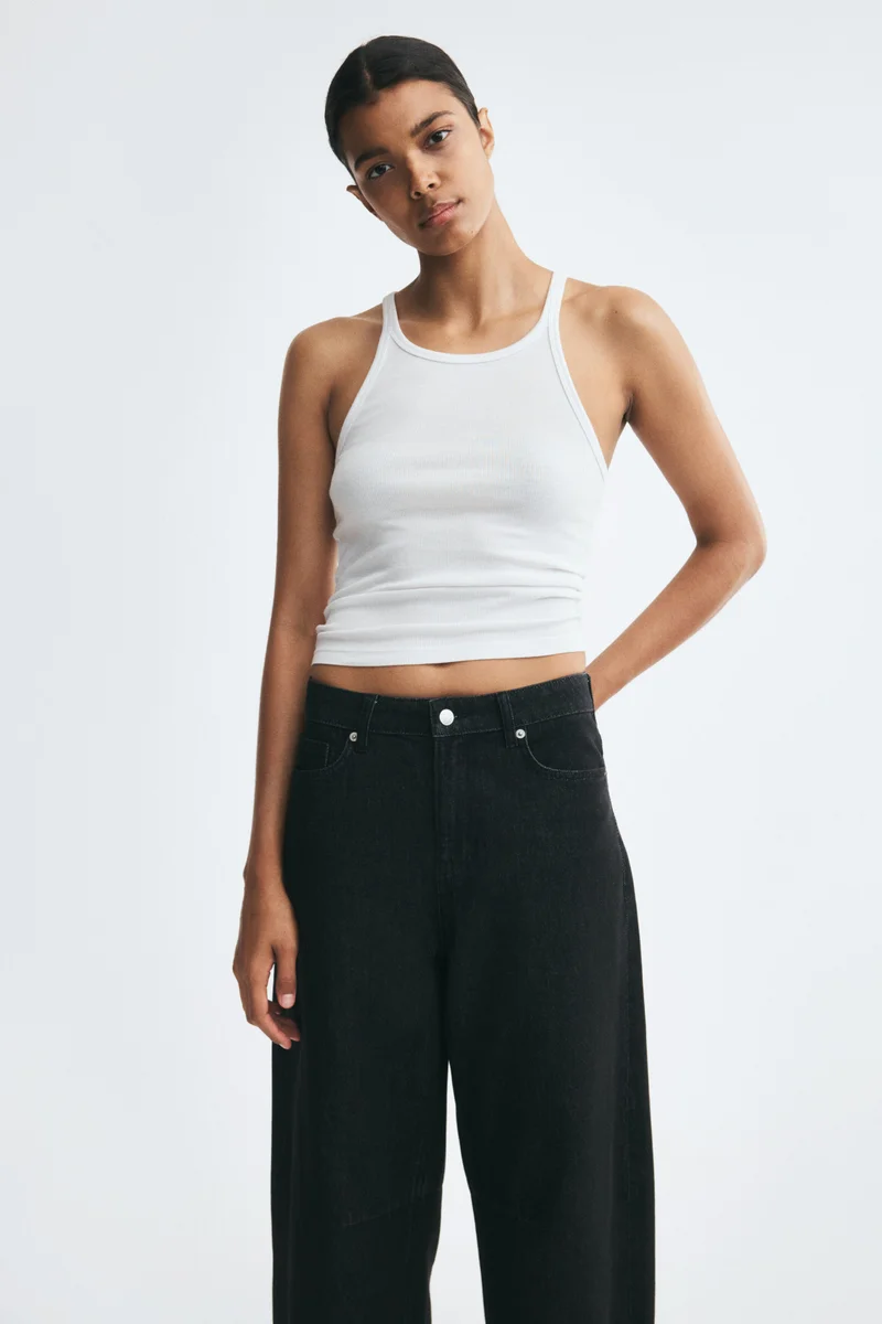 H&M  Barrel High Waist Ankle Jeans for Women | Best Price UAE