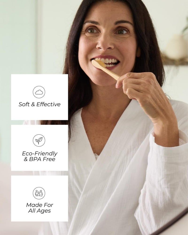 رايزويل فرشاة أسنان من الخيزران الناعم – شعيرات ناعمة مناسبة لجميع الأعمار، خالية من مادة BPA، مصنوعة من خيزران طبيعي ومستدام، من تصميم أطباء أسنان. - Image 1