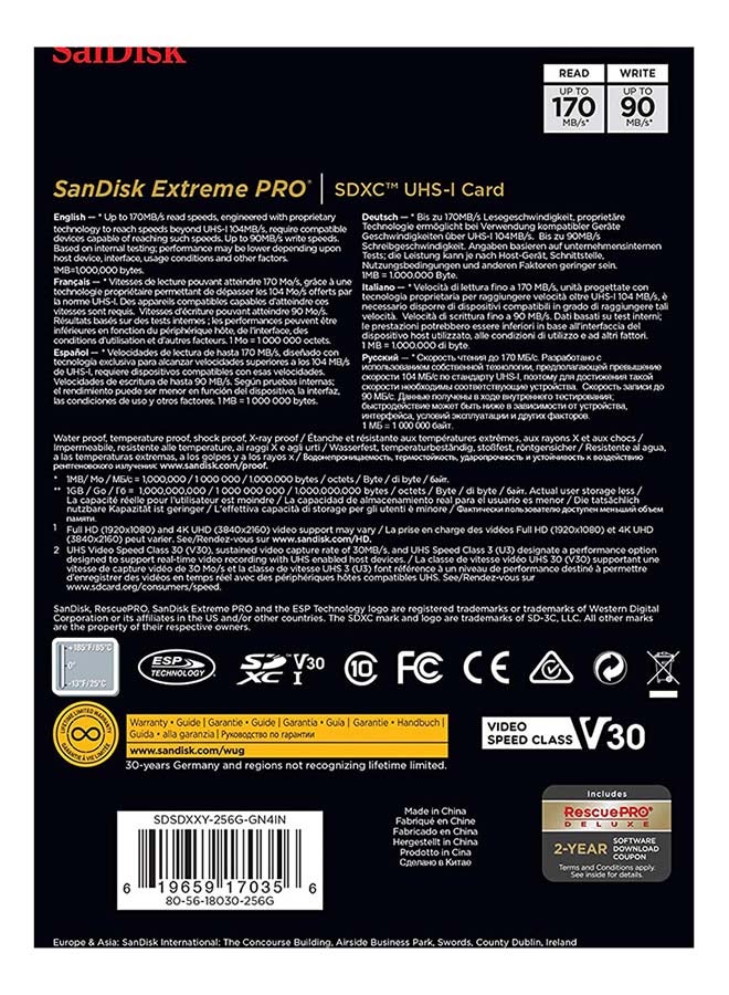sandisk Extreme PRO UHS-I SDXC Memory Card 170MB/s -SDSDXXY-256G-GN4IN - Image 5