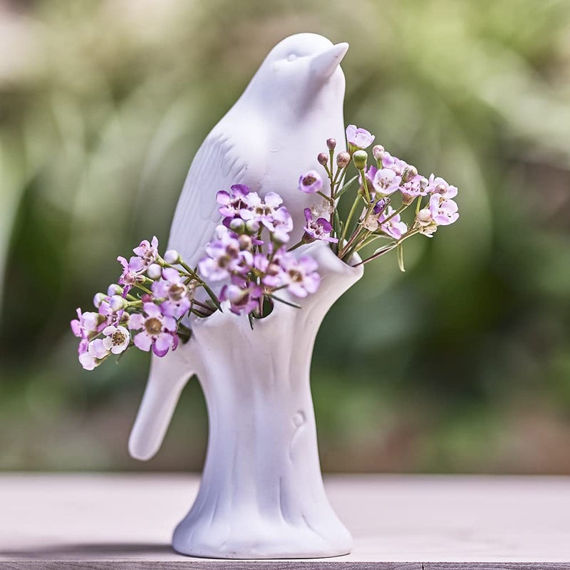 Chive - Unique Ceramic Bird Vase, Small Bud Vase for Short Flowers Like Mini Roses, Decorative Floral Vase for Home DÃ©cor and Flower Arranging, Perfect Table Vase for a Single Flower (Matte White) - Image 5