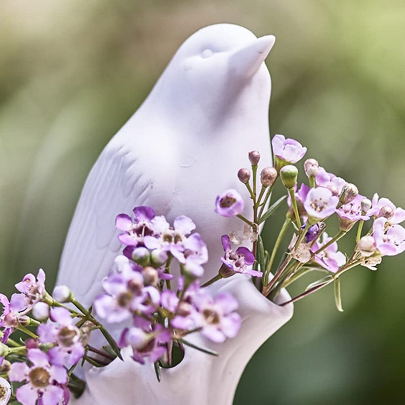 Chive - Unique Ceramic Bird Vase, Small Bud Vase for Short Flowers Like Mini Roses, Decorative Floral Vase for Home DÃ©cor and Flower Arranging, Perfect Table Vase for a Single Flower (Matte White) - Image 4