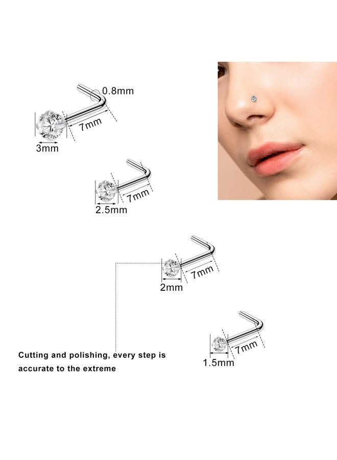 ONESING 40 PCS 20G Nose Rings for Women Nose Piercings Jewelry Gold Nose Rings Hoops Nose Studs Screw for Women Men, Stainless Steel, cubic zirconia - Image 2