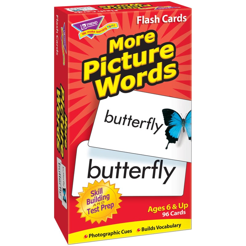 Trend Enterprises More Picture Words Skill Drill Flash Cards Great for Skill Building and Test Prep Photo Cues Builds Vocabulary 96 Cards Included for Ages 6 and Up - Image 3