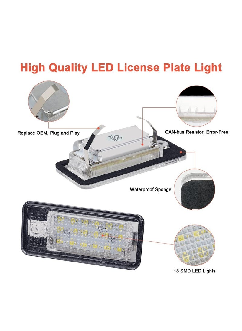 Loquat 18 SMD Bulb Number Plate Lights, 2PCS Bright LED License Plate Lamps LED License Plate Light Lamps Car License Plate LED Lights LED SMD Bulbs for Audi A3 S3 A4 S4 A6 S6 A8 S8 Q7 RS4 Xenon White - Image 5