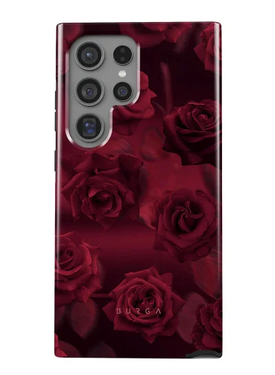 BURGA Luxury Styled Rose Samsung Galaxy S24 Ultra Case Compatible with Double Layer Silicone Protective Case Femme Fatale
