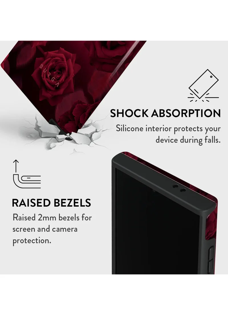 BURGA Luxury Styled Rose Samsung Galaxy S24 Ultra Case Compatible with Double Layer Silicone Protective Case Femme Fatale