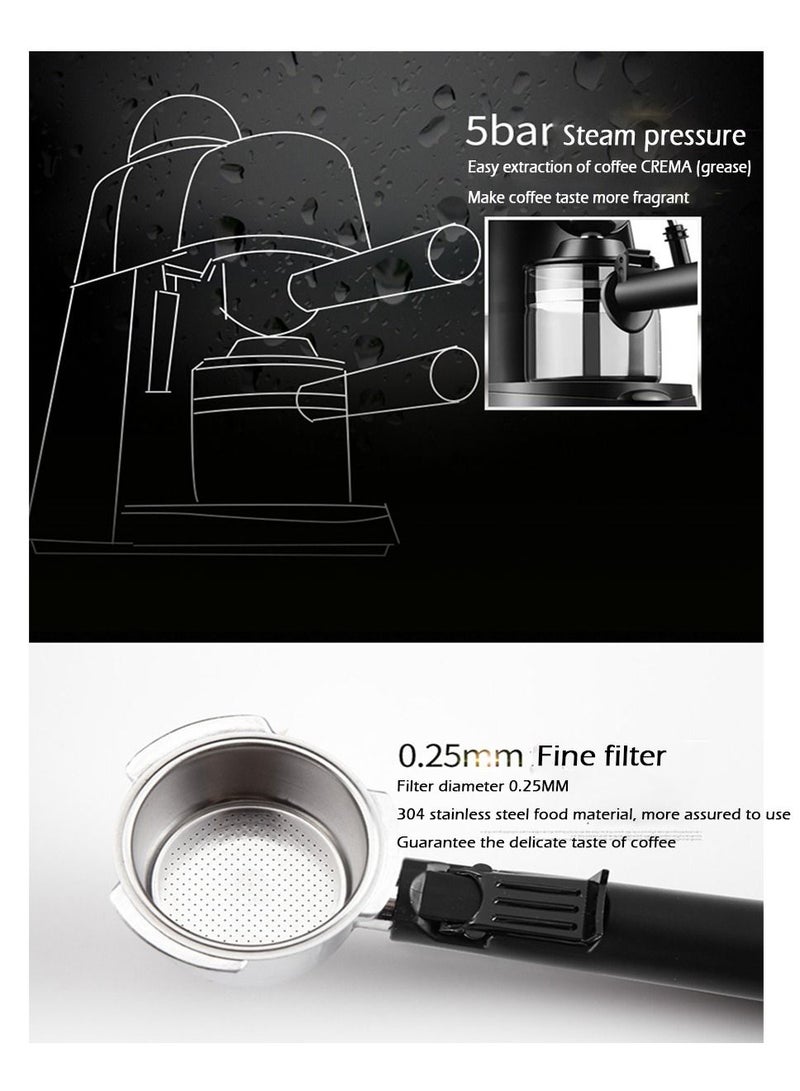 Inder 240ML Semi-Auto Electric Espresso Coffee Machine 800W Mini Portable Latte Cappuccino Maker with Milk Frother Steamer Pot For Home Office - Image 2