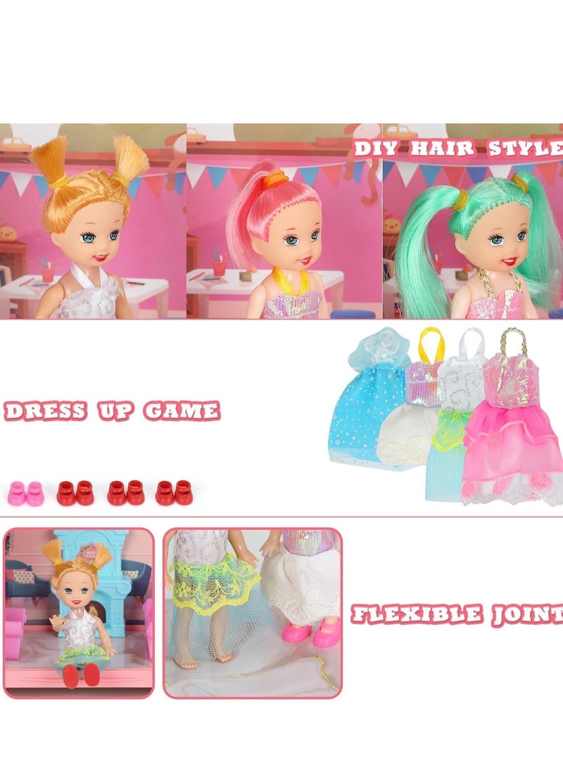 Doll House Dream Dollhouse for Girls Pretend-Play DIY Dollhouse Kit - 4-Story 11 Rooms Playhouse with 4 Dolls Toy Figures Furniture and Accessories Set - Image 2