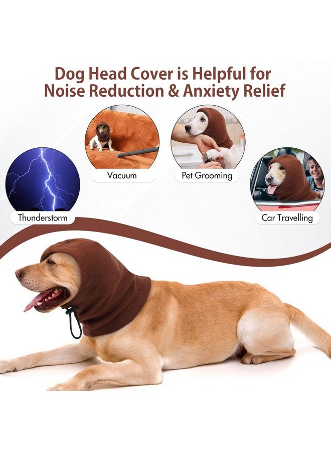 IDOMIK Dog Calming Hoodie,Ear Wraps for Dog to Calm Anxiety,Doggy Ears Head Cover for Noise Protection,Snoods for Pets Grooming Force Drying Fireworks,Pet Hematoma Ear Wrap Headband,Coffee,M - Image 3