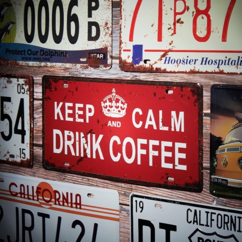 EAZYWAGON Keep Calm And Drink Coffee Vintage Retro Metal Signs - License Wall Plate, Decorative Car Tag - Ideal for Cafe, Restaurant, Shop, Home, Hotel, Club, Office, Living Area - Design Plaque - Image 2