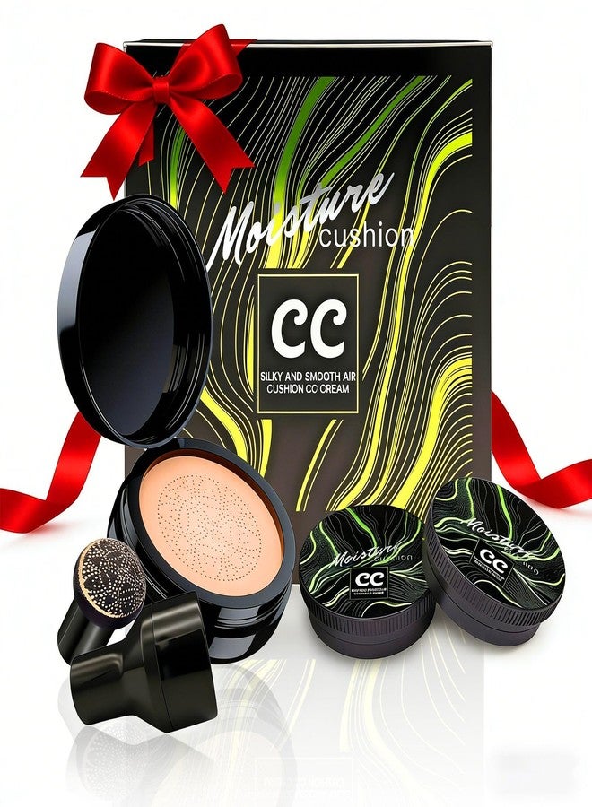 OETUIOW Mushroom Head Air Cushion CC Cream Gift Set for Women, 1 Full-Size Makeup Foundation with 2 Refills & 1 Special Mushroom Head Puff, Holiday Gifts for Her (Medium) - Image 1