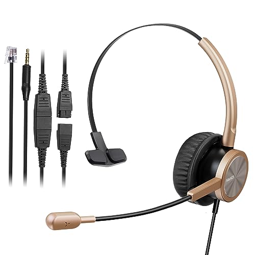 MAIRDI Phone Headset with RJ9 & 3.5mm Jacks for Call Center Office Deskphone Cell Phone PC Laptop, Landline Telephone Headset with Microphone Noise Canceling for Polycom Avaya Nortel - Image 1