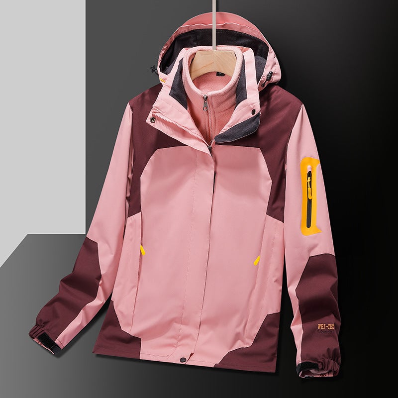 Jackets For Men And Women In Three-In-One Detachable Two-Piece Waterproof And Breathable Outdoor Travel Mountaineering Clothing Fleece-Lined - Image 4