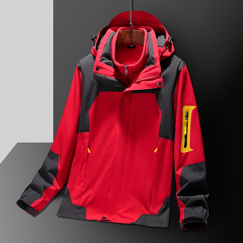 Jackets For Men And Women In Three-In-One Detachable Two-Piece Waterproof And Breathable Outdoor Travel Mountaineering Clothing Fleece-Lined - Image 3