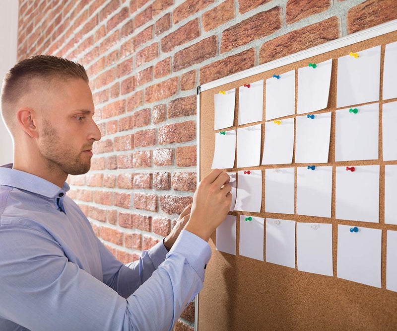 Board2by Bulletin Board 36 x 48, Silver Aluminium Framed 4x3 Large Wall Mounted Cork Office Notice Pin Board - Image 2