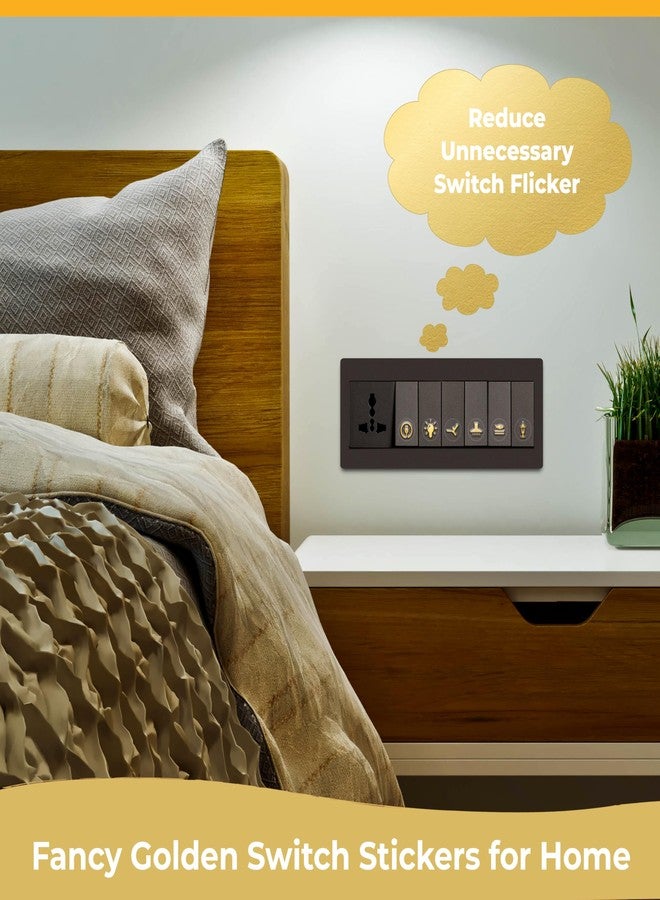True Flair Trueflair Gold Switch Stickers Golden Embossed for Switch Board | Pack of 330 Stickers for Home Including Fan, Light and Many More - Image 5