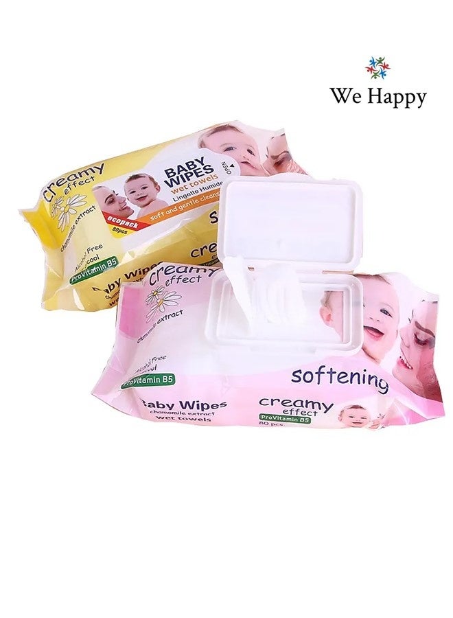 We Happy Pack of 12 Baby Wipes Soft and Gentle Cleansing Wet Towels Perfect for Sensitive Skin 80 Pcs each - Image 2