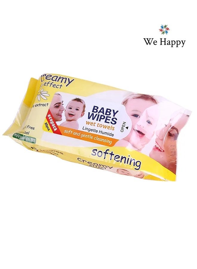 We Happy Pack of 12 Baby Wipes Soft and Gentle Cleansing Wet Towels Perfect for Sensitive Skin 80 Pcs each - Image 4