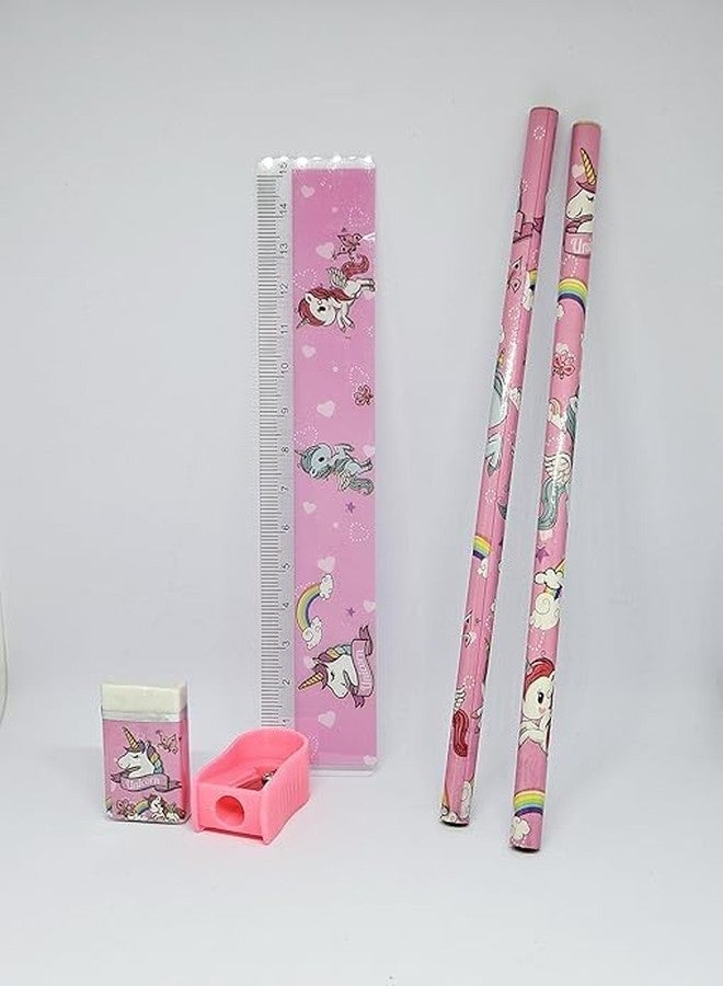 Eclet 2-Set Kids Stationery Combo - Space & Unicorn Themes - Includes 4 Pencils, 2 Erasers, 2 Sharpeners & 2 Rulers-Perfect Birthday Return Gift for Boys & Girls - Image 4