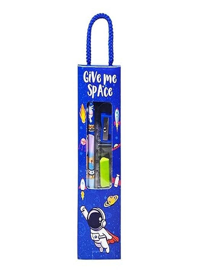 Eclet 2-Set Kids Stationery Combo - Space & Unicorn Themes - Includes 4 Pencils, 2 Erasers, 2 Sharpeners & 2 Rulers-Perfect Birthday Return Gift for Boys & Girls - Image 3