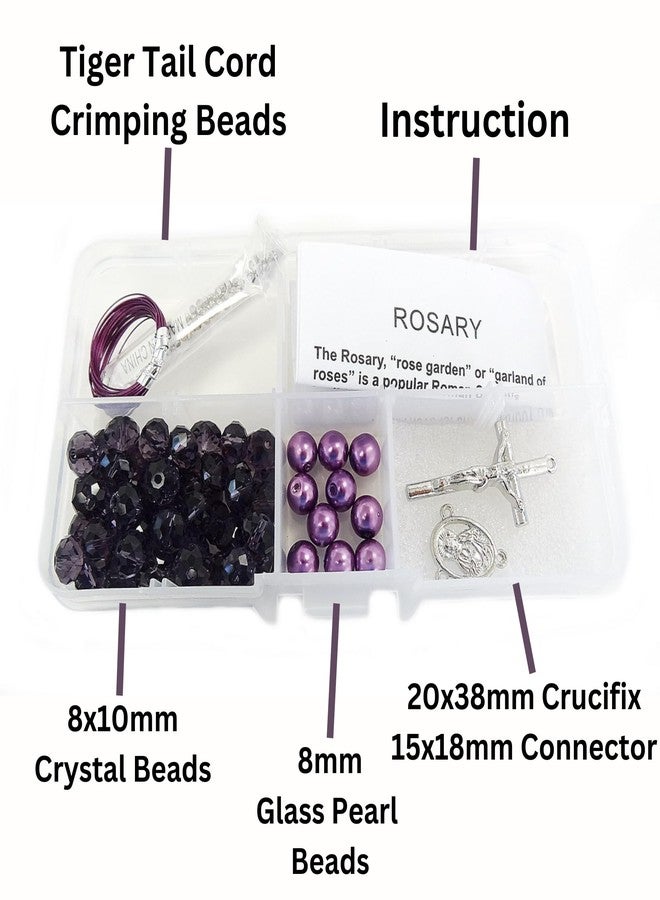 Linpeng Rosary Making Kit, Purple Catholic Prayer Necklace Supplies, DIY Jewelry Supplies, Gift for Beader, 1 Pack - Image 5