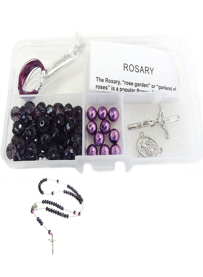 Linpeng Rosary Making Kit, Purple Catholic Prayer Necklace Supplies, DIY Jewelry Supplies, Gift for Beader, 1 Pack - Image 1