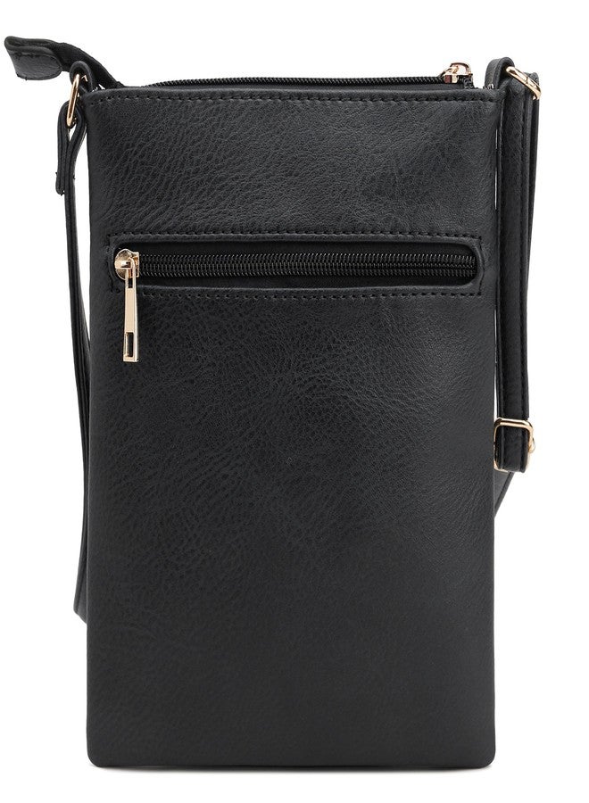 DELUXITY Crossbody Purse Bag Shoulder Bag Multi Pocket Zipper Purse | Black - Image 4