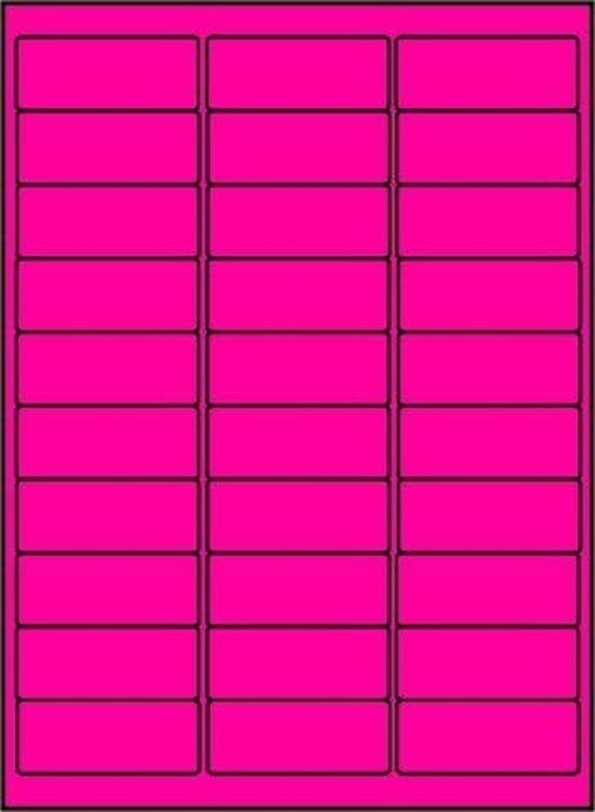 FBA and Word Compatible Size Address Labels 30UP 2.625"x1" 30 Labels Per Sheet. Ink Jet and Laser Guaranteed. Many Options: Different Color, Material and Quantity (100 Sheets Fluorescent Pink)
