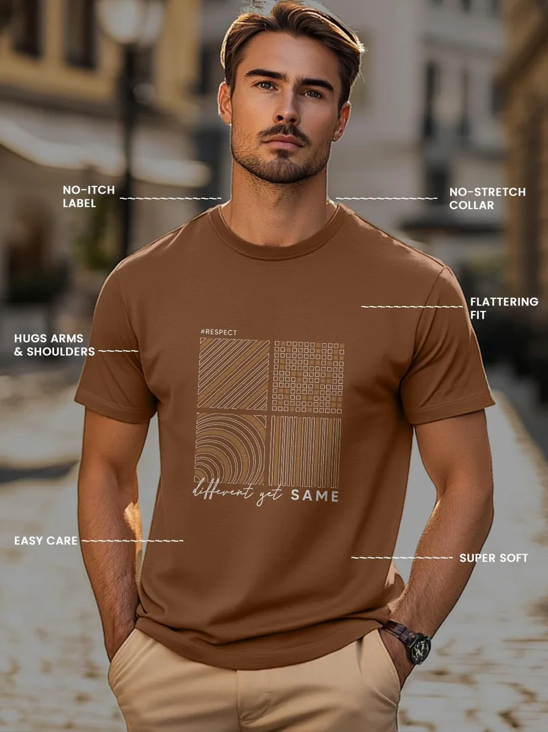 NOBERO  Brown Cotton T-Shirt for Men  | Best Price UAE