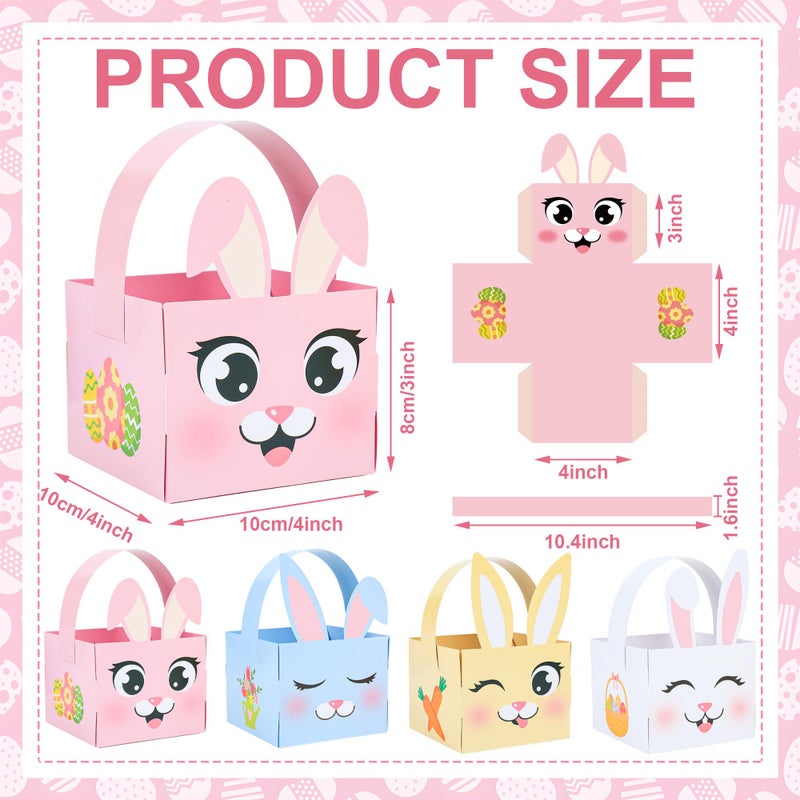 Maniaacer 24 PCS Easter Baskets Bunny Egg Basket Container with Handle Easter Decorative Gift Treat Boxes Rabbit Shape Gift Baskets for Egg Hunt School Classroom Party Supplies - Image 2