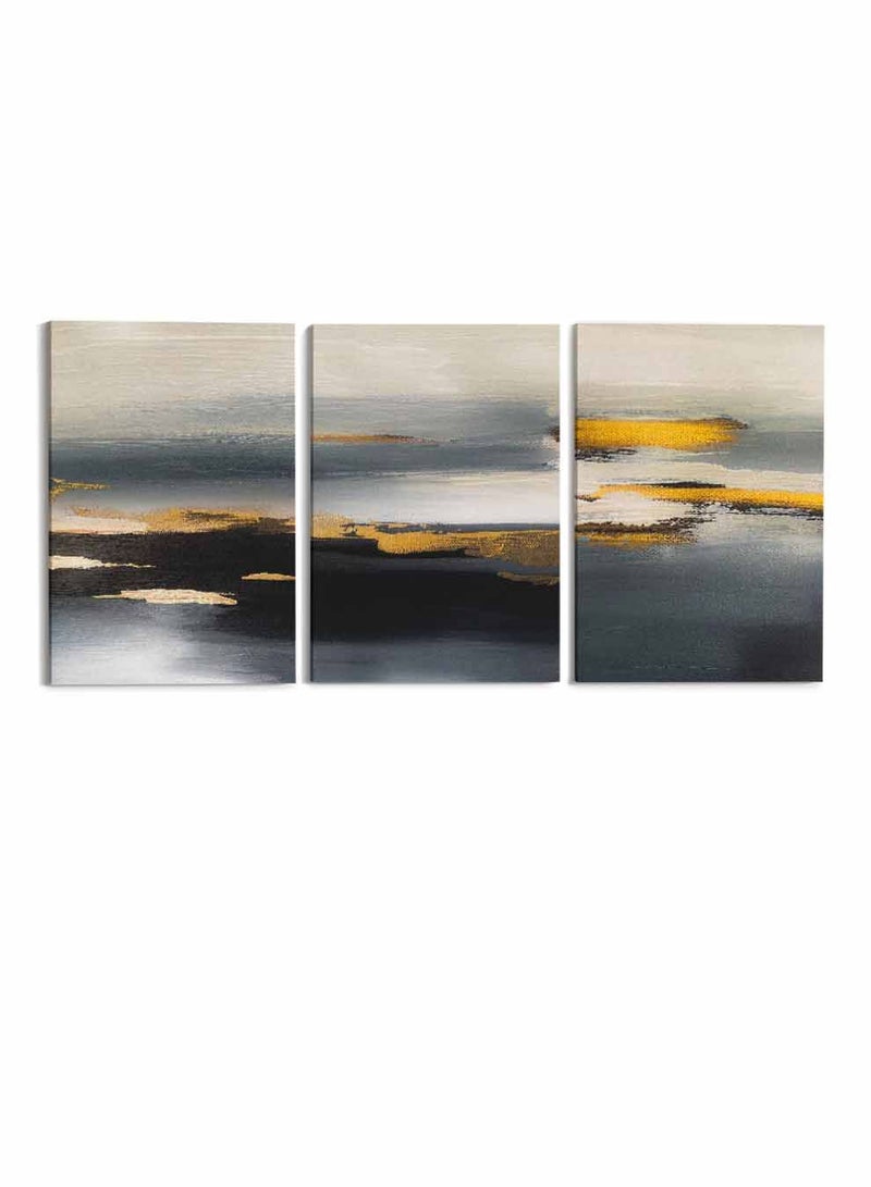 LOWHA مجموعة من 3 لوحات قماش مؤطرة مشدودة على إطار خشبي، لوحات زيتية تجريدية، للمنزل، غرفة المعيشة، ديكور المكتب - Image 5