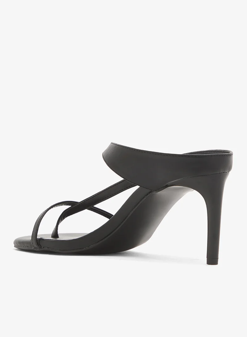 GLAMOROUS BLACK Casual Heeled Mule Sandals for Women | Best Price UAE