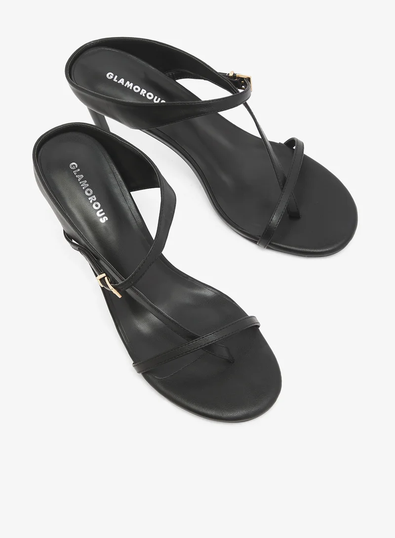 GLAMOROUS BLACK Casual Heeled Mule Sandals for Women | Best Price UAE