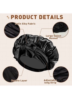 Yahenda 10 Pcs Large Satin Bonnet Soft Silky Bonnet Hair Wrap for Sleeping Adjustable Hair Scarf for Women Men Silky Bonnet for Curly Hair Stretchy for Long, Natural, Braid at Night, 10 Colors  - Image 3