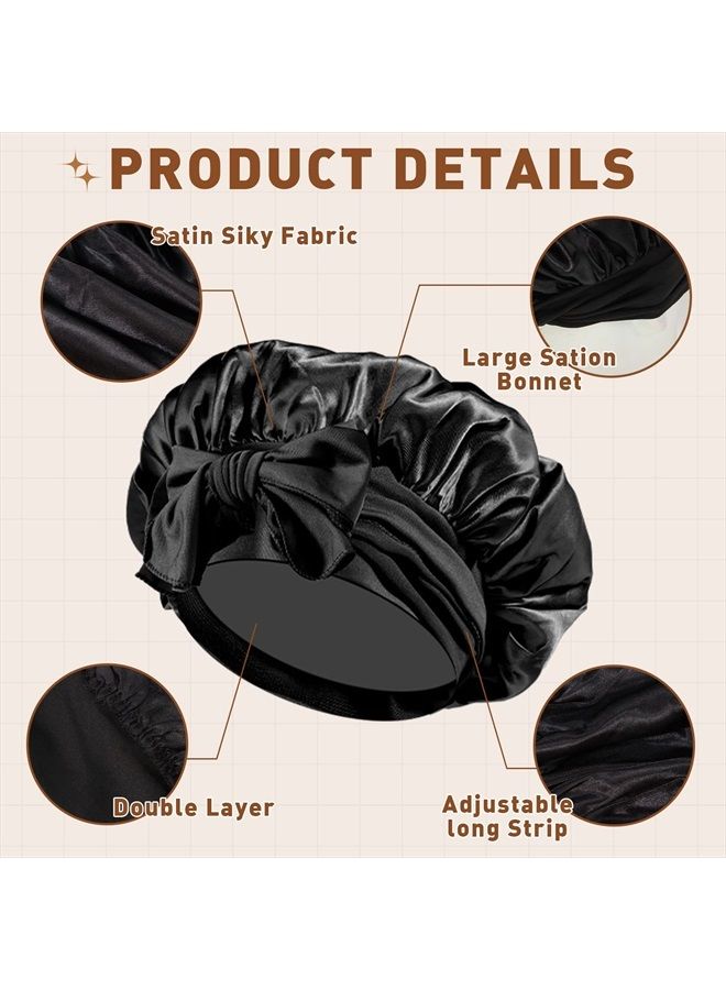 Yahenda 10 Pcs Large Satin Bonnet Soft Silky Bonnet Hair Wrap for Sleeping Adjustable Hair Scarf for Women Men Silky Bonnet for Curly Hair Stretchy for Long, Natural, Braid at Night, 10 Colors - Image 3