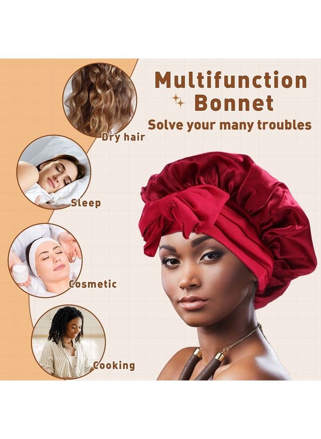 Yahenda 10 Pcs Large Satin Bonnet Soft Silky Bonnet Hair Wrap for Sleeping Adjustable Hair Scarf for Women Men Silky Bonnet for Curly Hair Stretchy for Long, Natural, Braid at Night, 10 Colors - Image 4