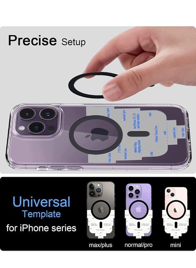 حلقة معدنية متوافقة مع ملصق MagSafe مصمم لهاتف iPhone 12 ~ 17، حلقات محول مغناطيسية دائرية لجراب الهاتف (أسود أبيض فضي) - Image 5