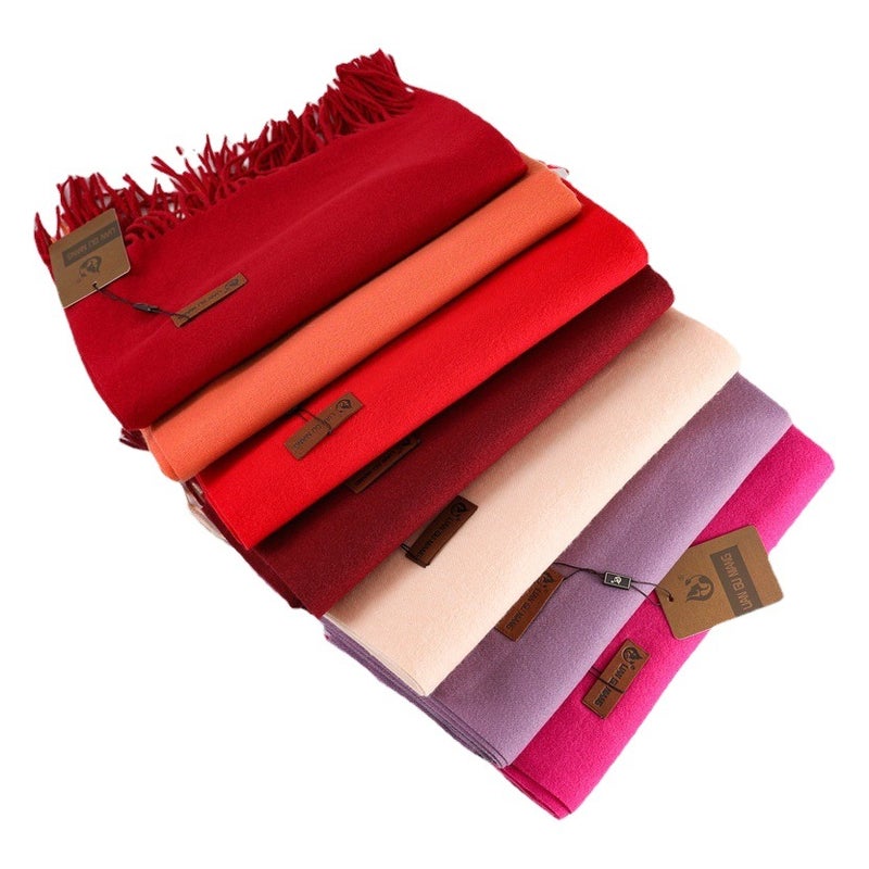 Scarf Imitation Cashmere 32 Colors Thickeneded Warm Pure Color Scarf Shawl for Women Winter Fashion Tassel Versatile Scarf for Men - Image 2