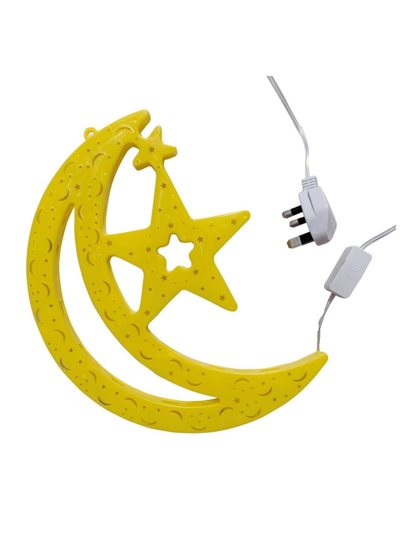 Salla Crescent Moon Star Yellow Glowing LED Light 30x22cm - Image 3