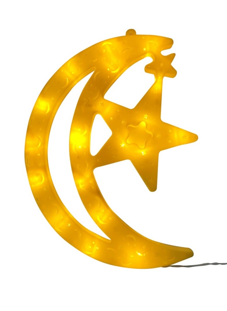 Salla Crescent Moon Star Yellow Glowing LED Light 30x22cm - Image 2