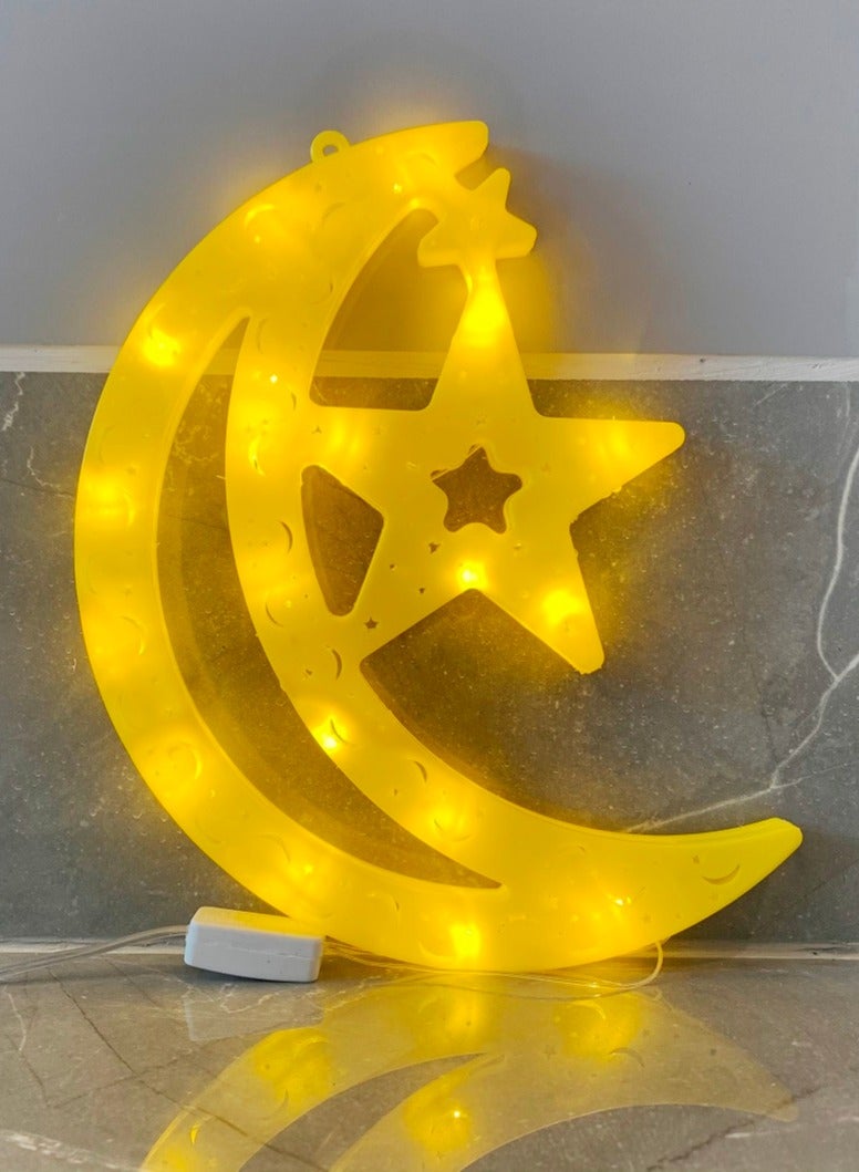 Salla Crescent Moon Star Yellow Glowing LED Light 30x22cm - Image 4