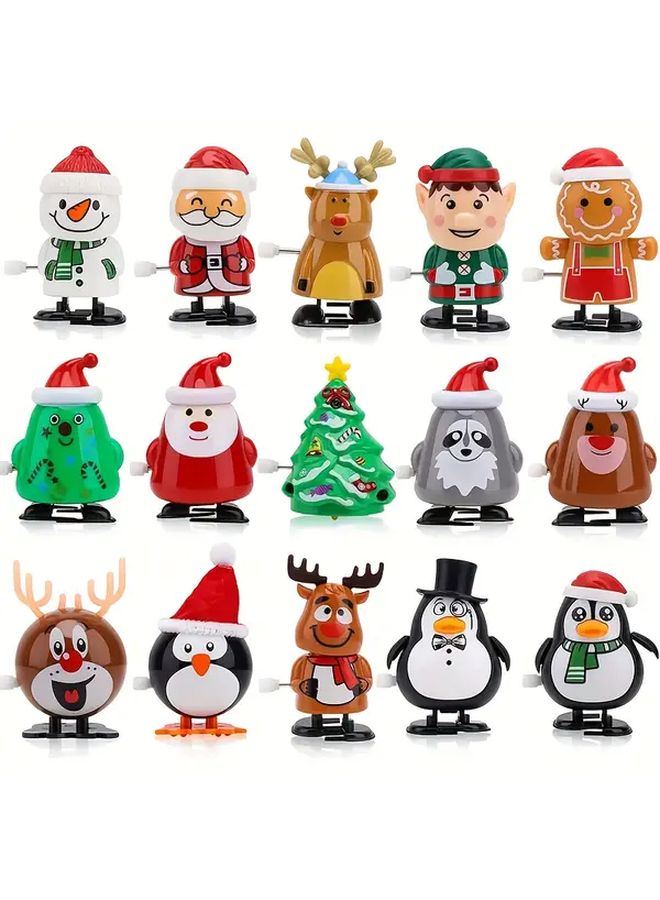 4 Pack Christmas Wind Up Toys Assortment Mini Jumping Walking Clockwork Toys For Party Favors Goody Bag Filler Stocking Stuffers Festive Giveaways Vintage Plastic Toys - Image 1