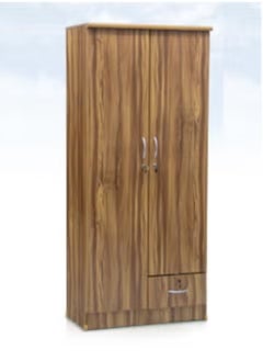 ALWASIT HOME 2 Door Wooden Wardrobe Cabinet Cupboard Engineered Wood With 1 Lockable Drawer Perfect Modern Stylish Heavy Duty  - Image 1