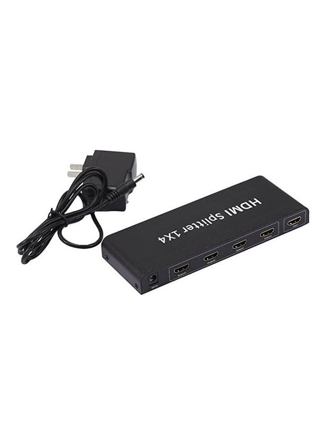 ELTRAZONE HDMI-A Splitter 1 Input to 4 Outputs with Gold-Plated Connectors – HDMI 1.4 Version, Full HD 1080p Signal Distribution, Durable Metal Box in Black, Supports Multiple Displays for TVs, Monitors, Projectors, Gaming Consoles, Plug & Play Setup  - Image 2